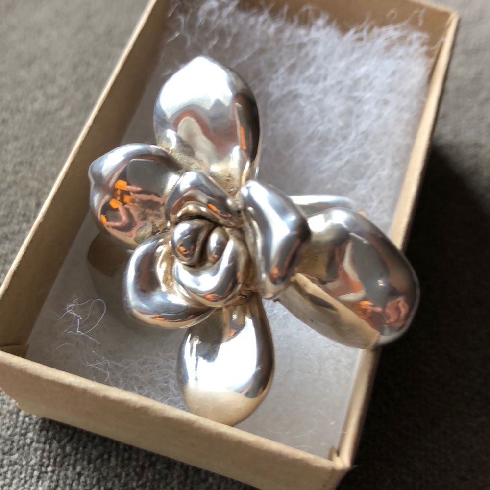 Silver Flower Ring - image 2